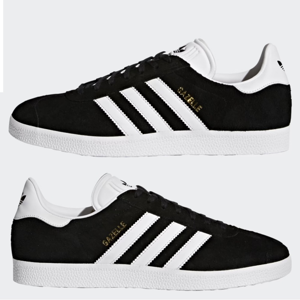 Adidas Black and White Gazelle Sneakers M-13 W-14 NWT